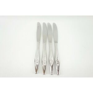 4 Oneida Oneidacraft Deluxe Lasting Rose Stainless 8 1/2" Dinner Knives Flatware